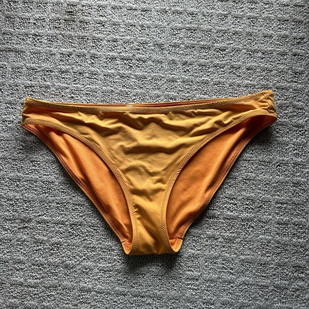 Athleta Womens Small S Bikini Bottom Cheeky Neon Orange Mid Rise Summer Beach